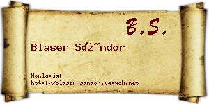 Blaser Sándor névjegykártya